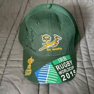SA Rugby Springboks South Africa 2015 World Cup Green Baseball Cap Hat One Size